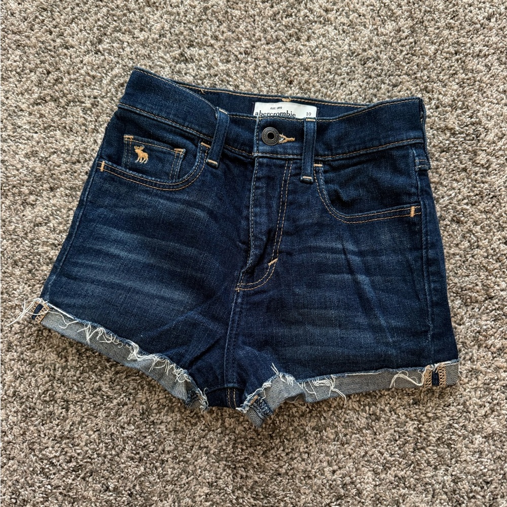 Abercrombie Dark Indigo Frayed Denim Shorts